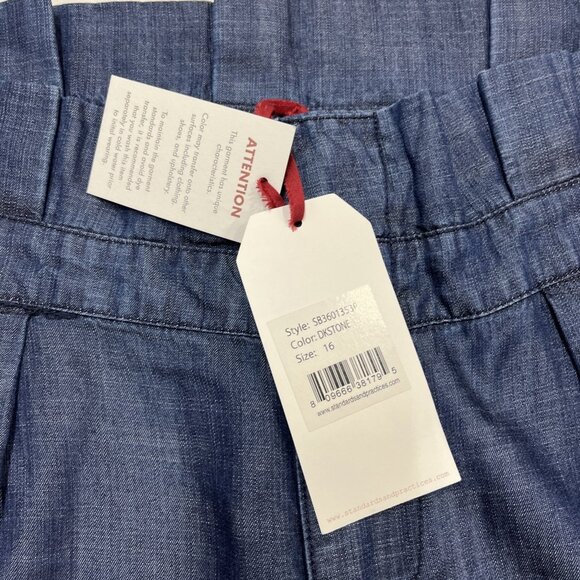 Standards and Practices Pants Womens 16 Chambray Wide Leg Cropped Paperbag Waist - Picture 8 of 12